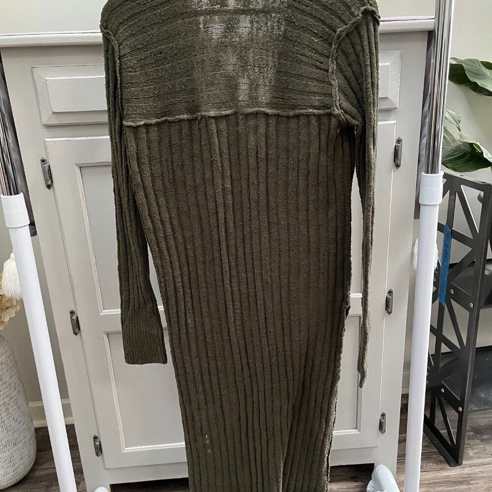 Pilcro Anthropologie Womens Gauzy Distress Duster Cardigan Green NEW Size Small - Picture 6 of 6